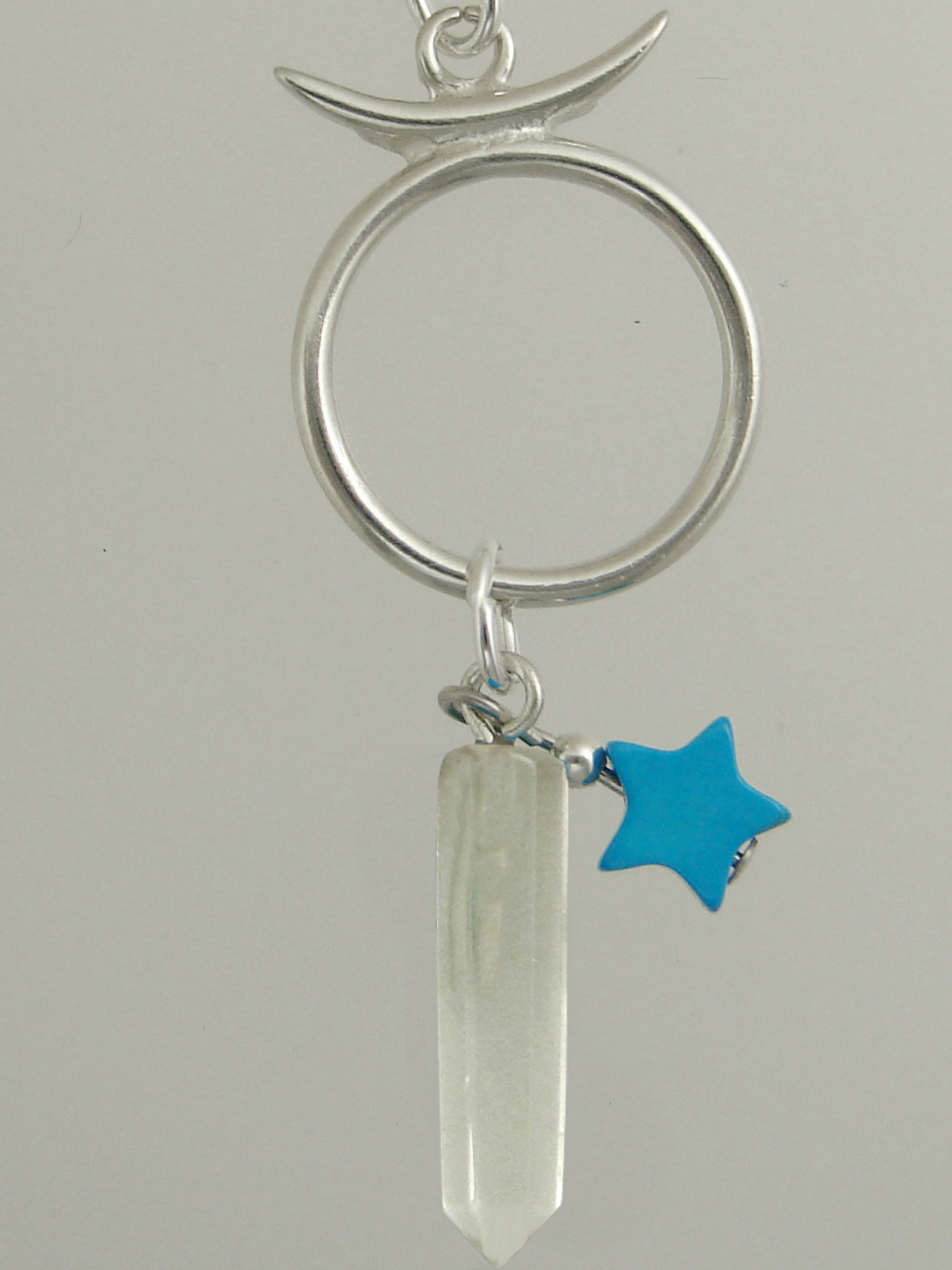 Sterling Silver Taurus Pendant Necklace With an Clear Crystal And a Turquoise Star
